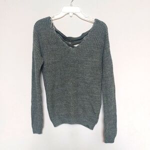 SO Lace-up Back, Green Longsleeve Sweater Size XS